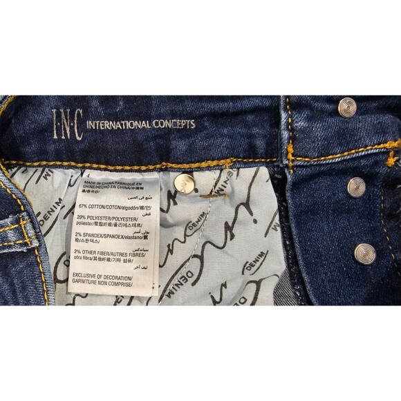 INC International Concepts Womens Jeans Cropped Fringe Straight Mid Rise Blue 4 - Picture 4 of 16
